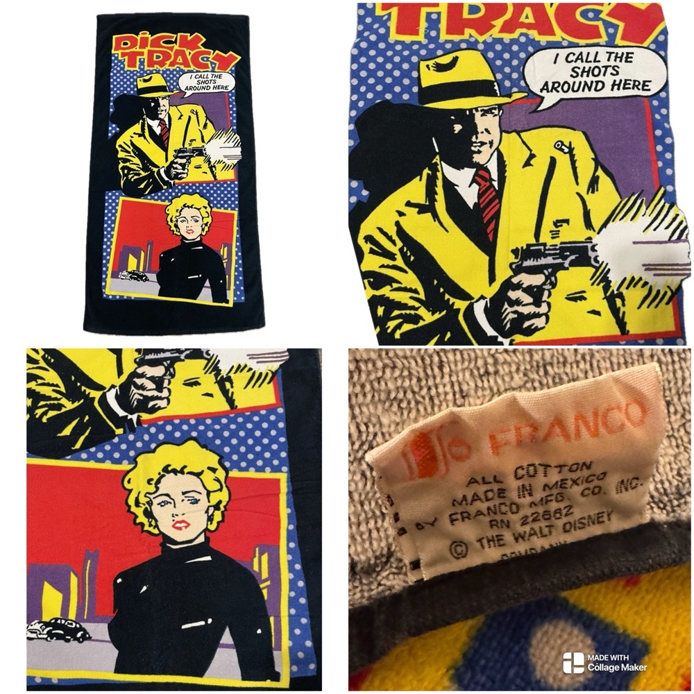 Vintage Dick Tracy Beach Towel Madonna/Warren Beatty